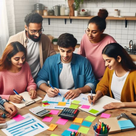 Familia planificando su presupuesto