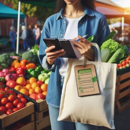 Persona haciendo la compra de alimentos de manera inteligente