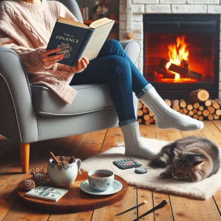 Persona leyendo un libro sobre finanzas