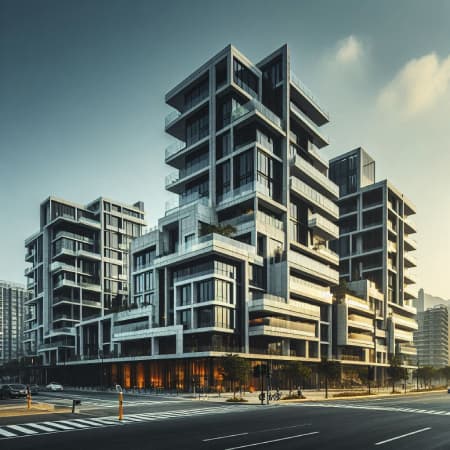 Edificio moderno con fondo de cielo azul